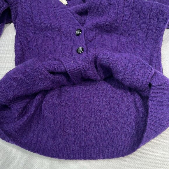 Neiman Marcus Short Sleeve Cardigan Sweater Womens S Cashmere Cable knit Purple - Picture 10 of 11